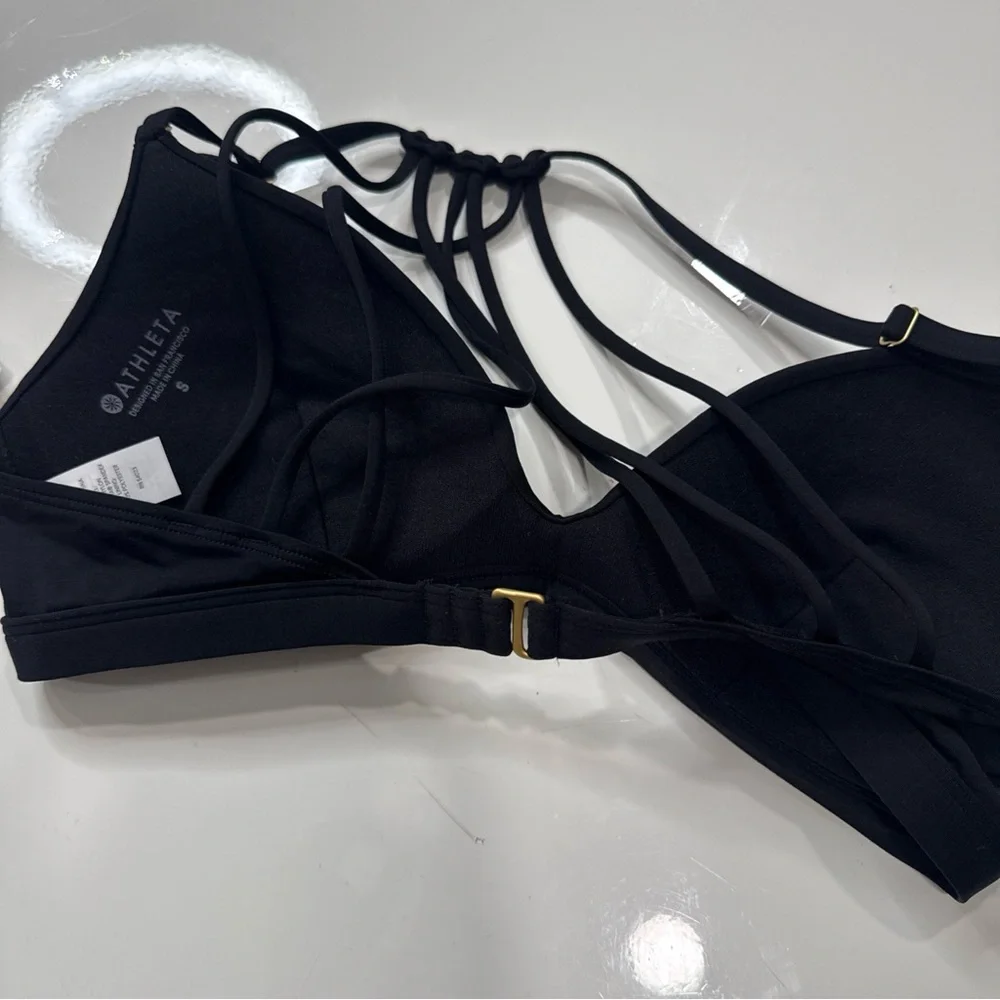 New Athleta Womens Aqualuxe Molded Cup Bikini Size S Black A020326 - Picture 2 of 4
